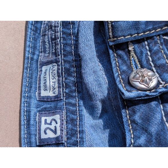 Miss Me Jeans Size 25 Ankle Skinny Y2K Rhinestone Embroidered - Picture 5 of 11